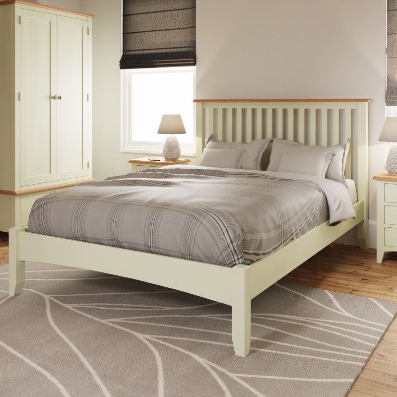 DC GA Double Bed Frame Pure White/Light Oak